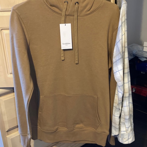 Goodfellow & Co Tan Hoodie and Tan Plaid Shirt brand new with tags size small - Picture 2 of 3